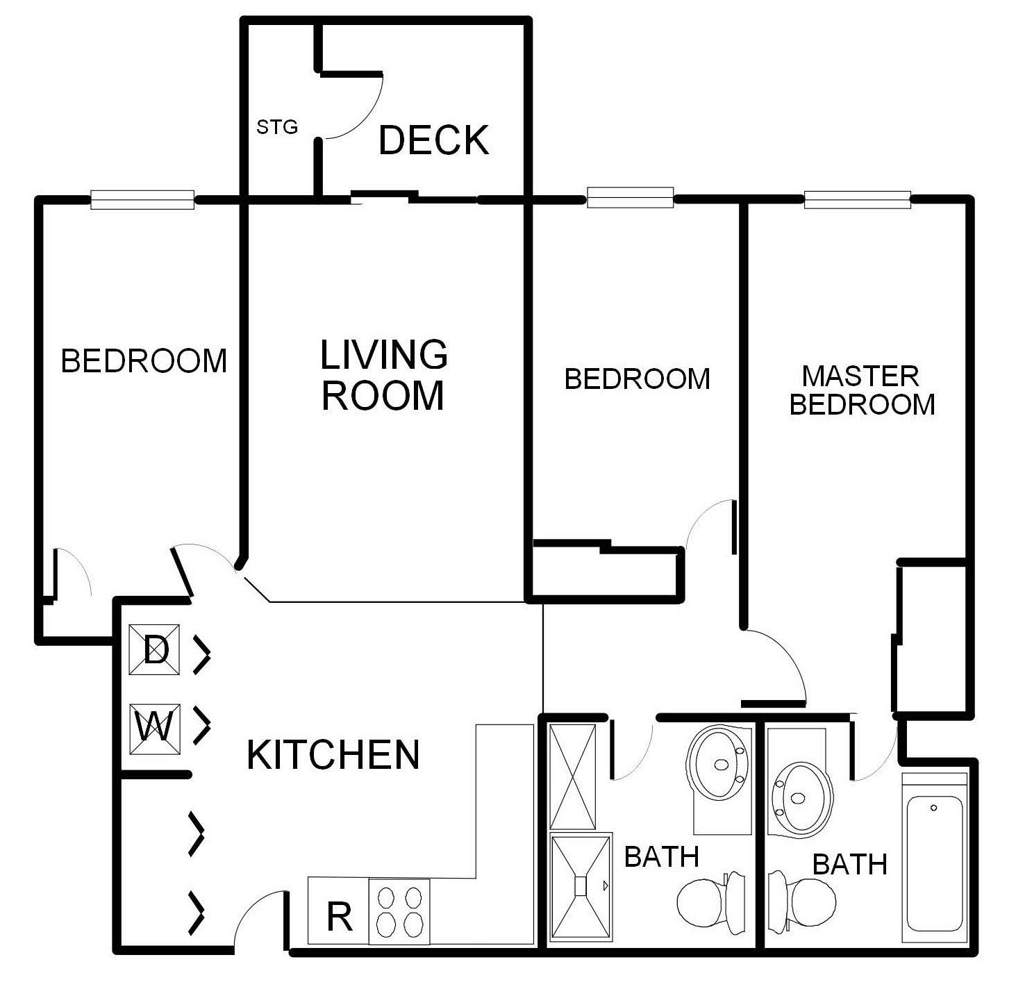 Three Bedroom Two Bathroom Split