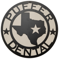 Circular metal sign with