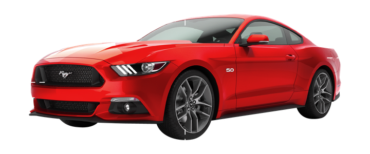 Ford Mustang V8 5.0L. luxury stylish car isolated on white background. 3D render.