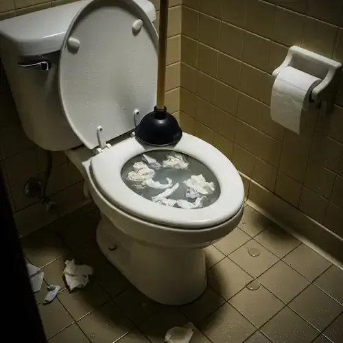 Toilet blocked with toilet paper