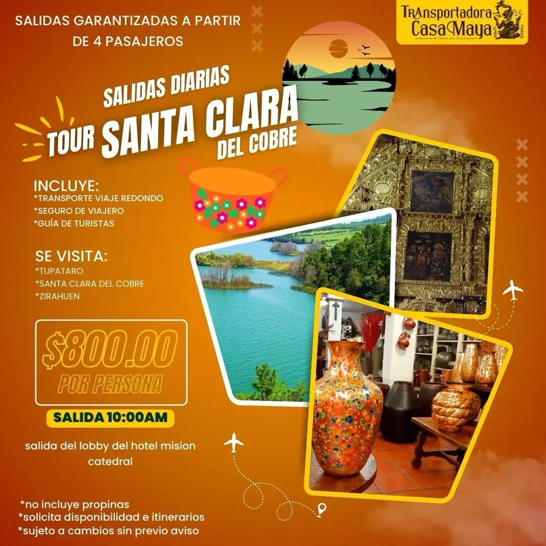 Un cartel para un recorrido por Santa Clara del Cobre.