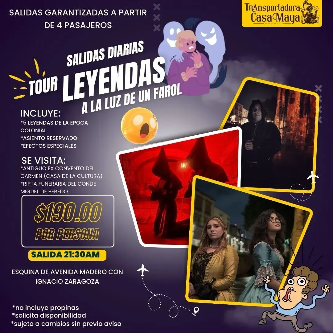 A poster for a tour of leyendas a la luz de un farol