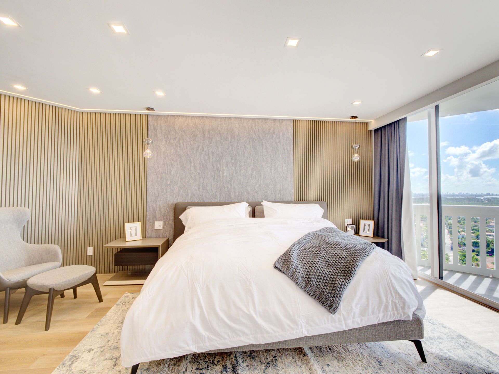 There is a large bed in the middle of the room.