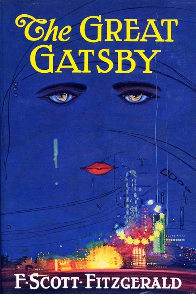 Foto een schilderij van Gatsby met blauwe achtergrond