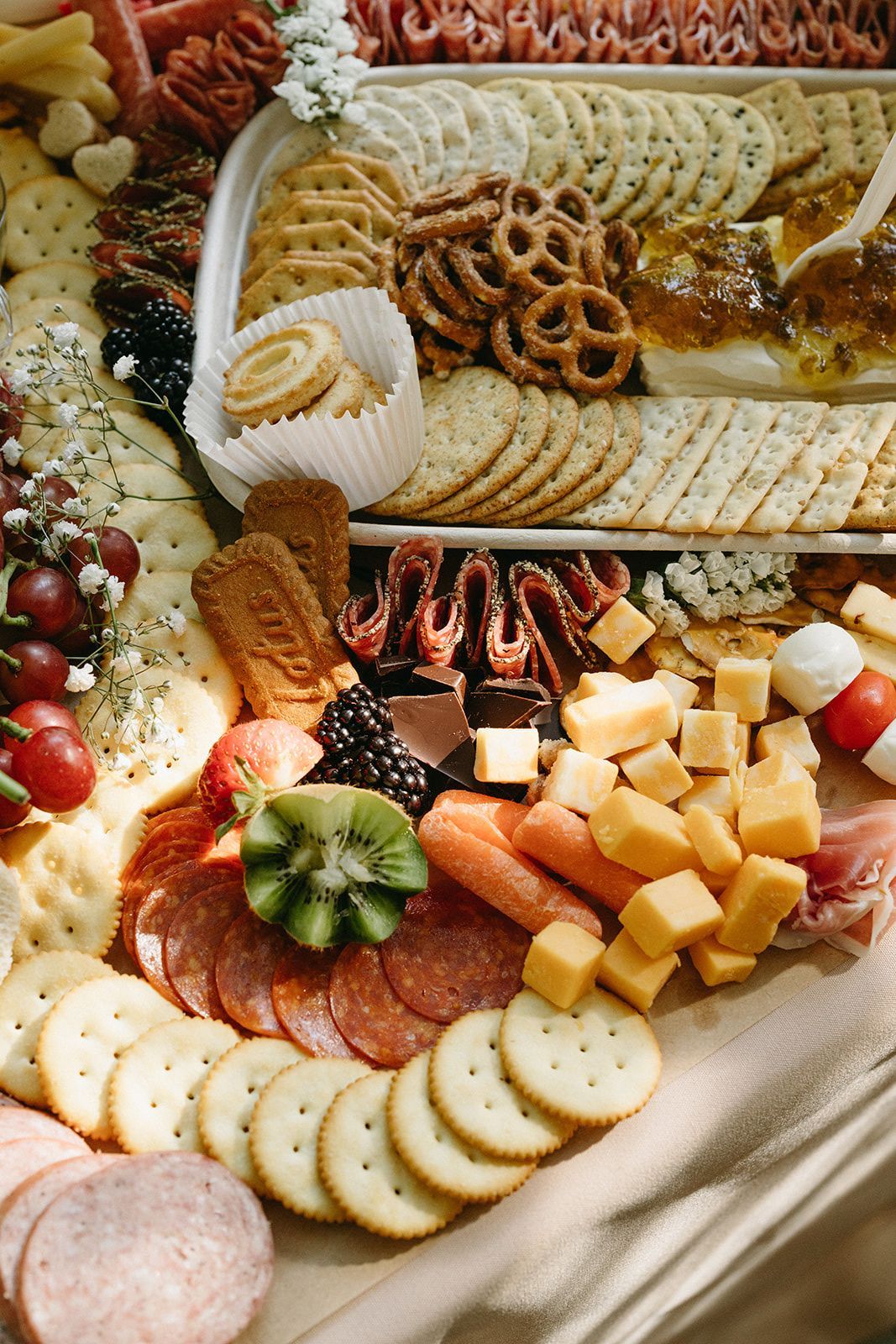 There are many different types of food on the table.