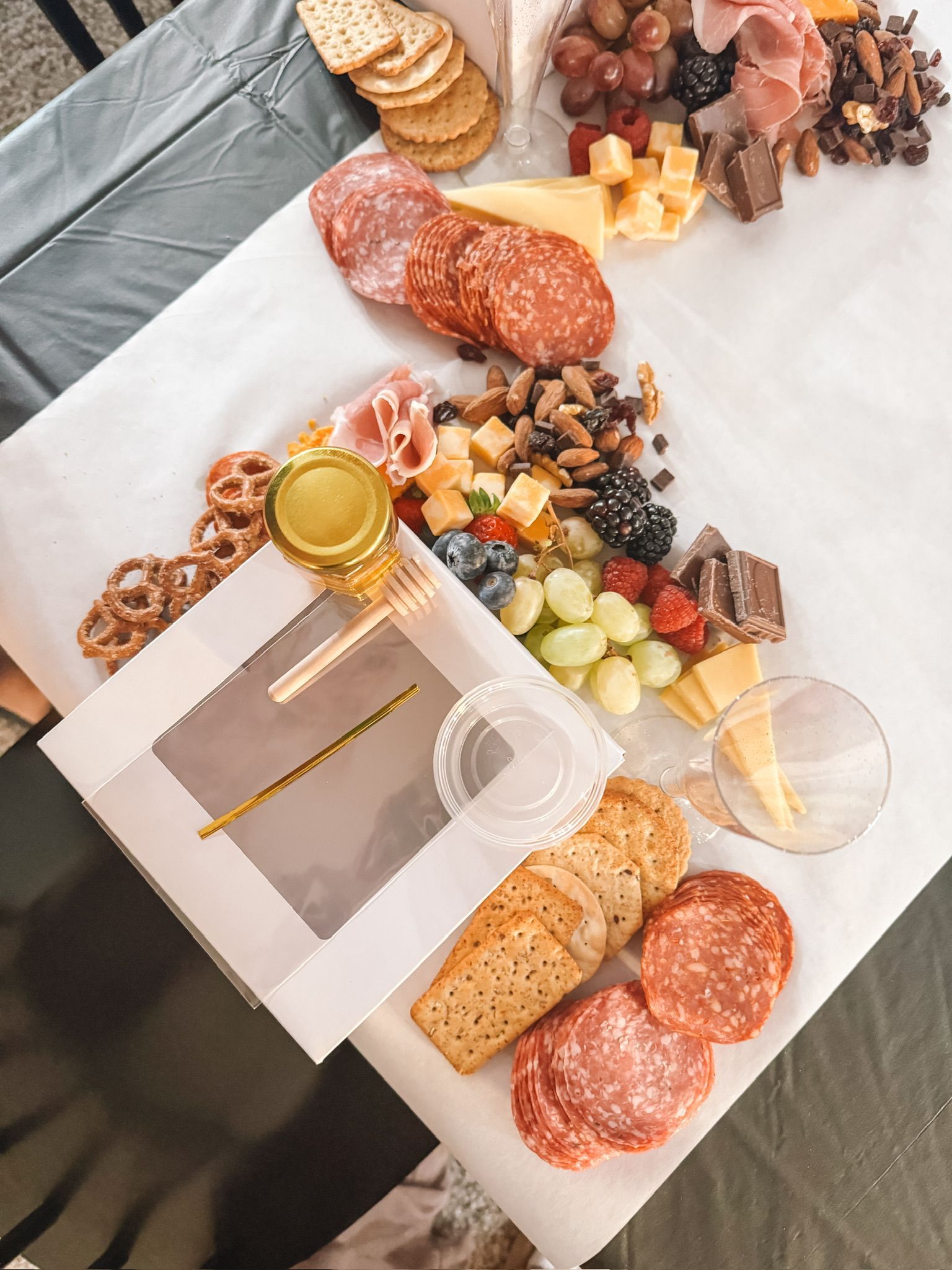 A large platter filled with lots of different types of food.