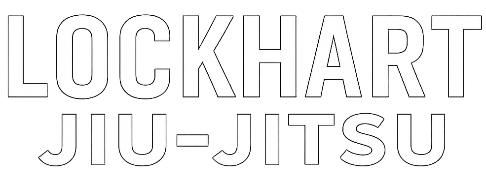Lockhart Jiu-Jitsu logo with white outline letters in two lines: "LOCKHART" over "JIU-JITSU".