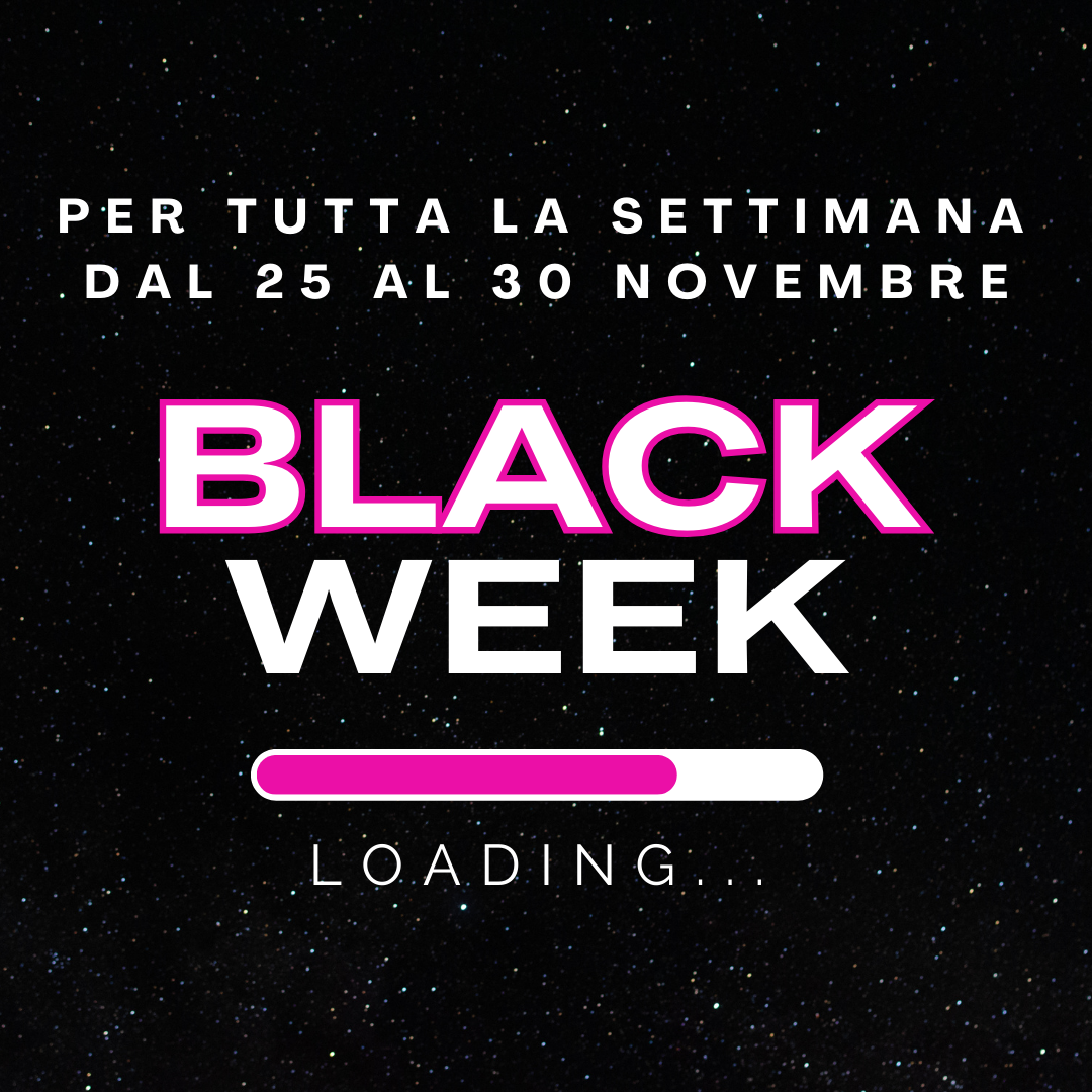 A black background with the words black week loading on it