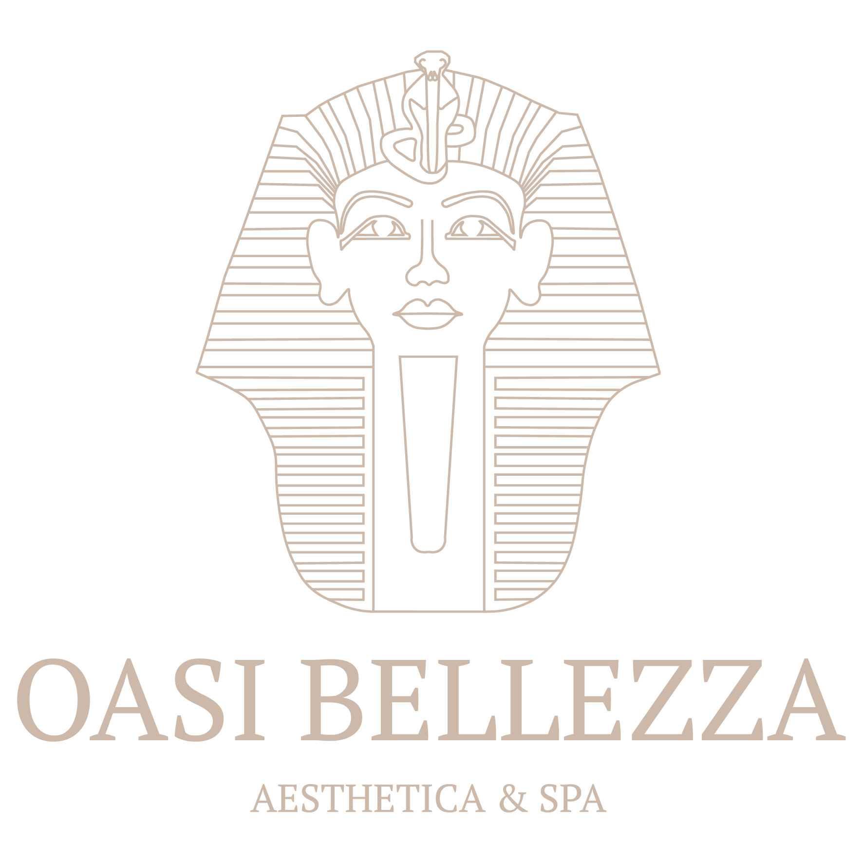 Il logo dell'oasi bellezza estetica & spa riporta la testa di un faraone.