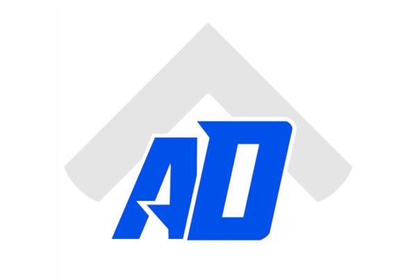 A blue ad logo on a white background