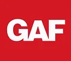 GAF logo in white text on a red background.