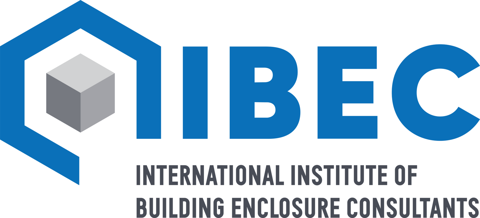 IBEC logo: blue hexagon with a gray cube inside, blue text
