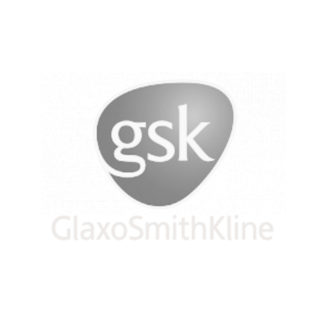 A logo for gsk glaxosmithkline on a white background
