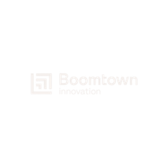 The boomtown innovation logo is on a white background.