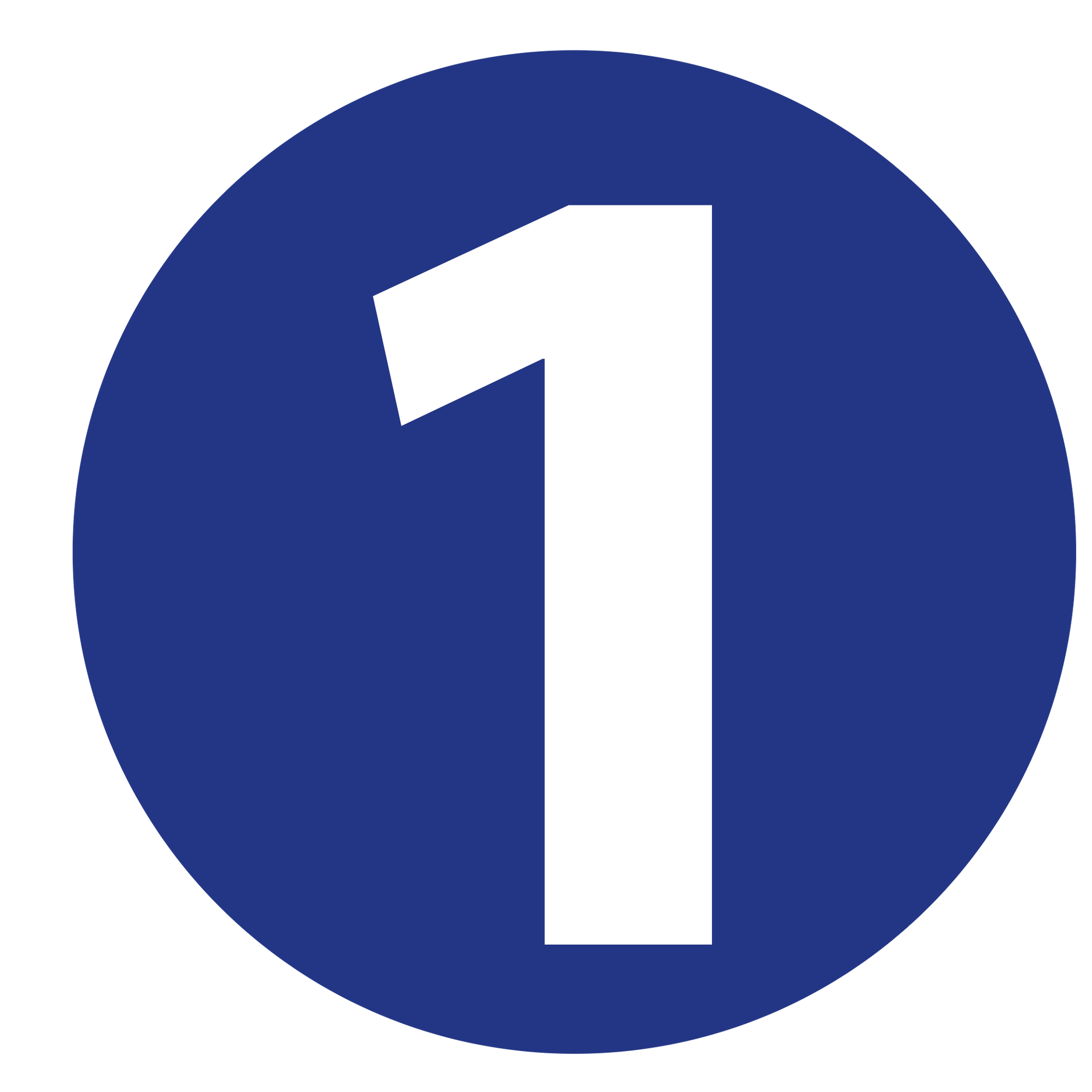 A blue circle with a white number 1 inside of it