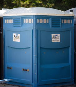 Mobile outdoor toilet cabin from A 1st Rate Pumping and Potty.