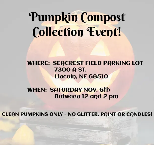 An advertisement for a pumpkin compost collection event