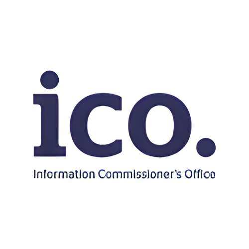 ICO logo, dark blue text: 