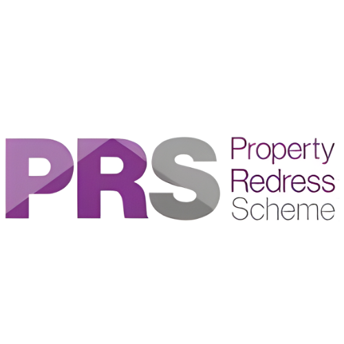 PRS logo: Purple and gray letters on a white background, 
