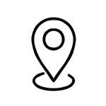 Black outline of a map marker indicating location.