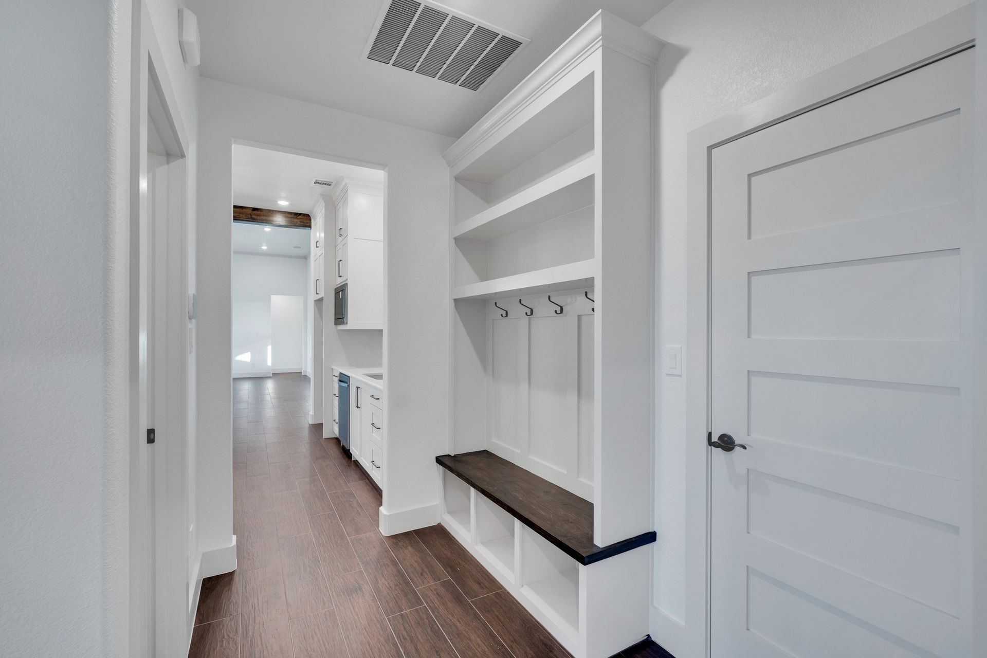 home mudroom storage design North Texas