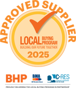 An approved supplier logo for the local buying program in 2025