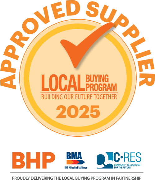 An approved supplier logo for the local buying program in 2025