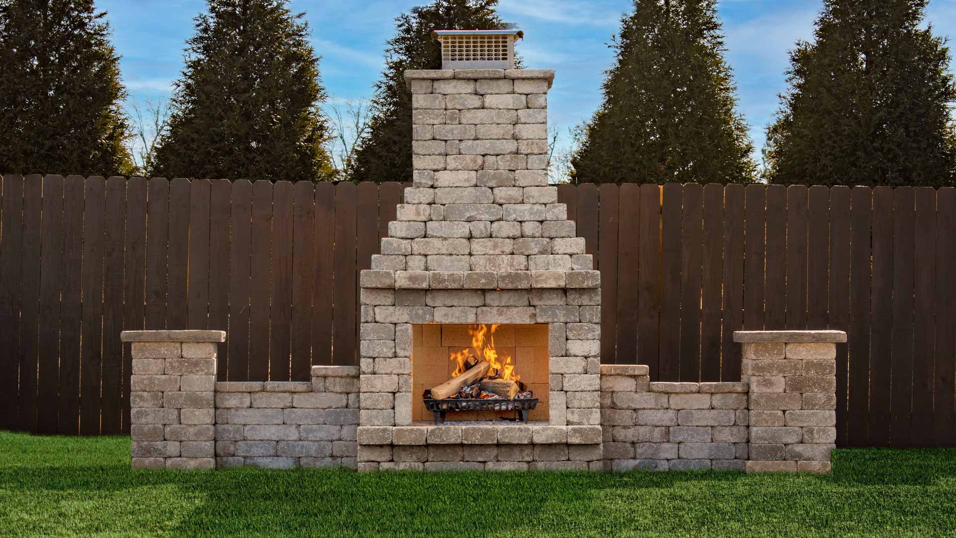Add seating wing walls to your fireplace for a grand statement
