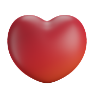 Red, rounded heart shape with a gradient, glossy finish.