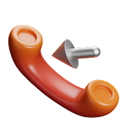 Orange telephone receiver with a silver incoming arrow.