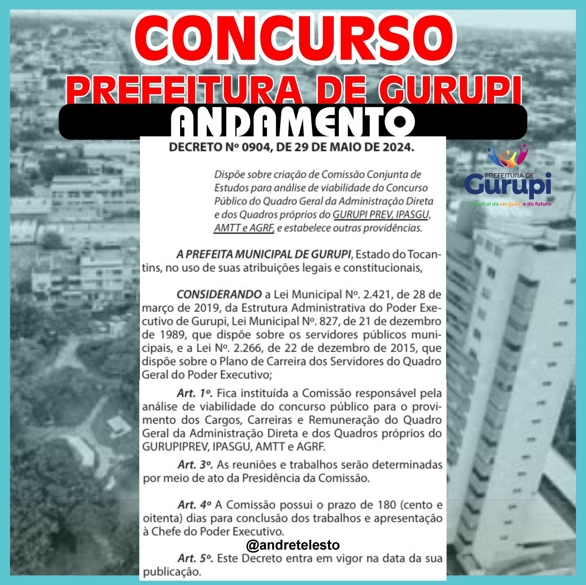 concurso prefeitura de gurupi andamento