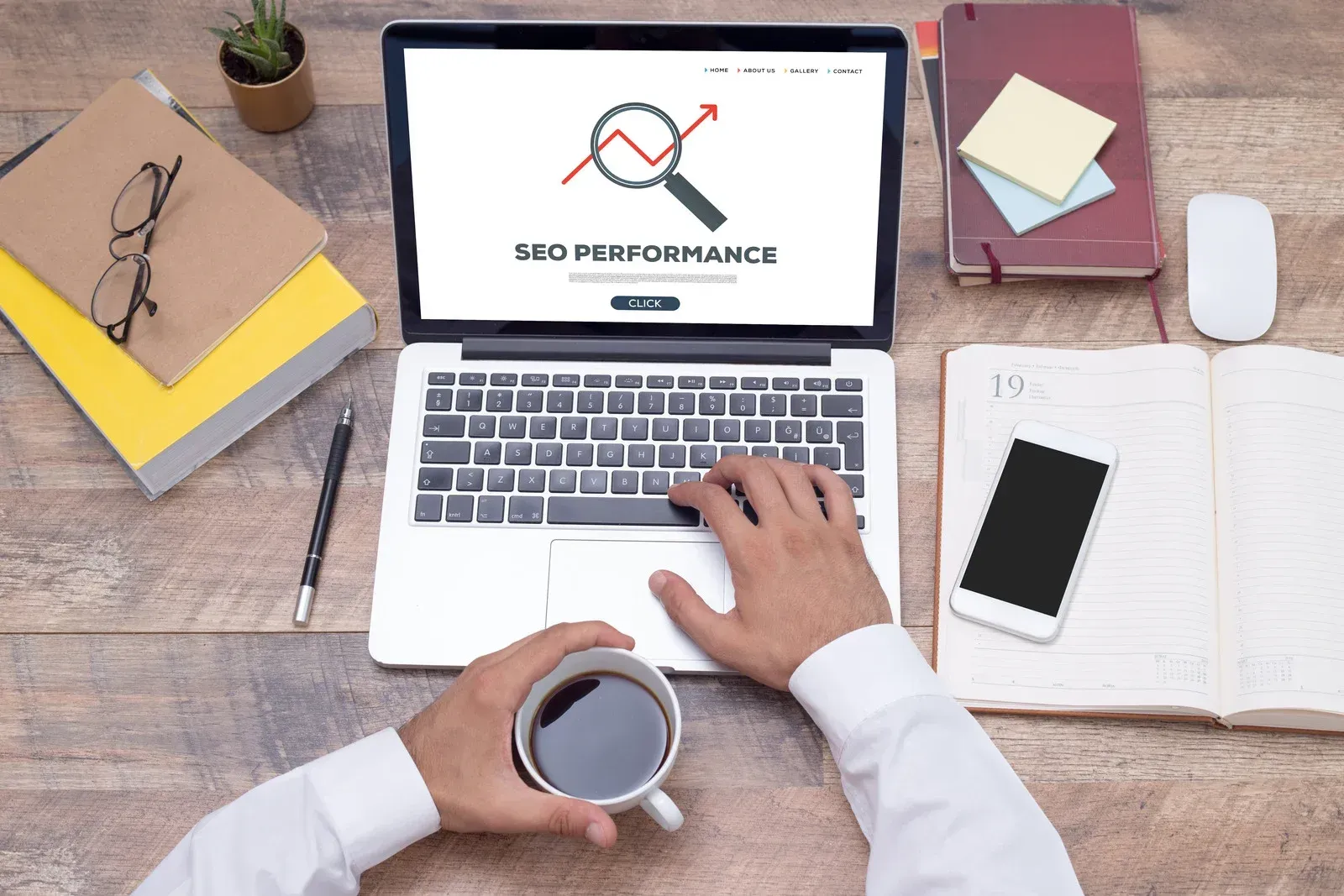 Person working on laptop with 