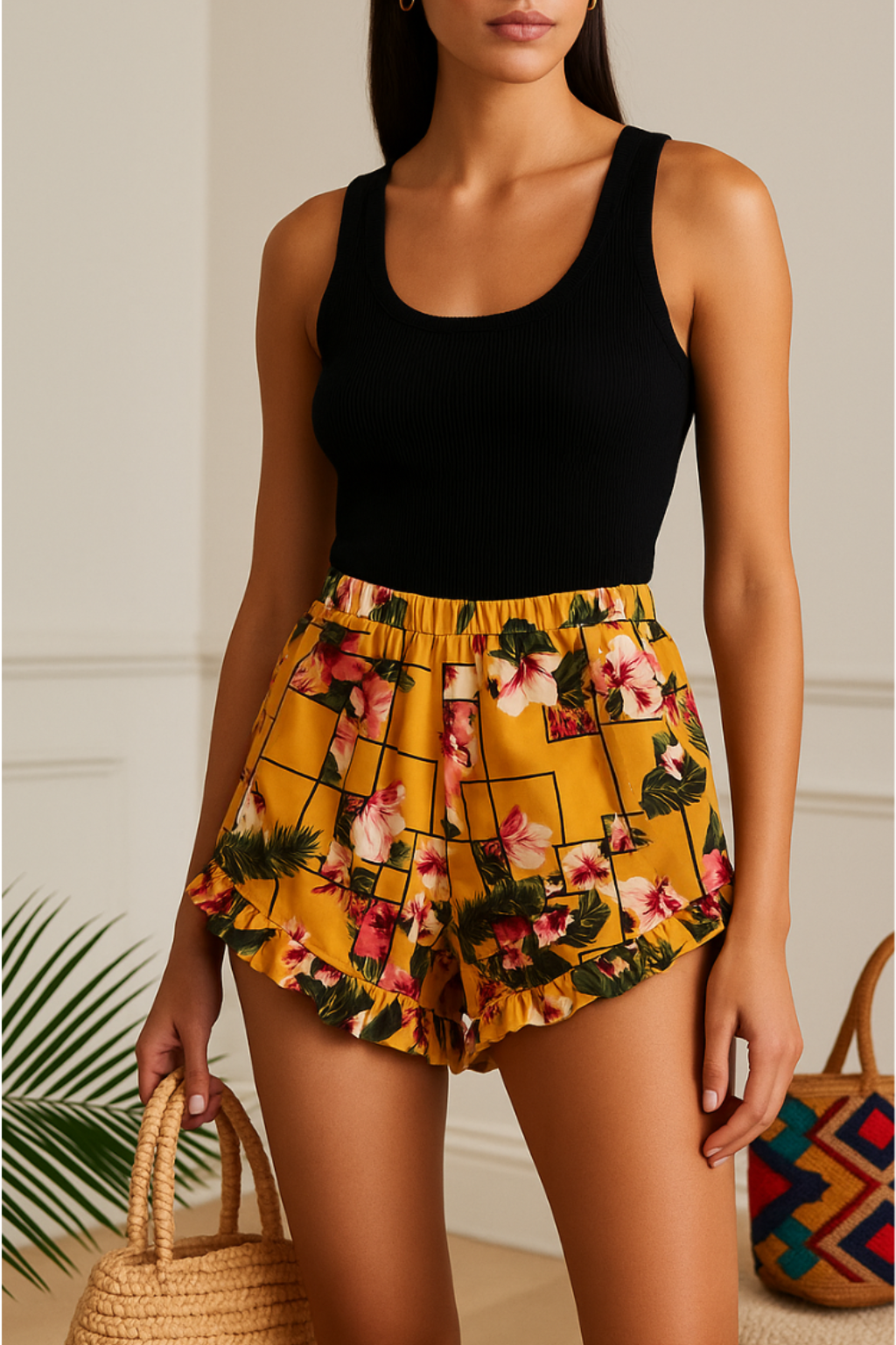 GOLD RUFFLE SHORT MUJER
