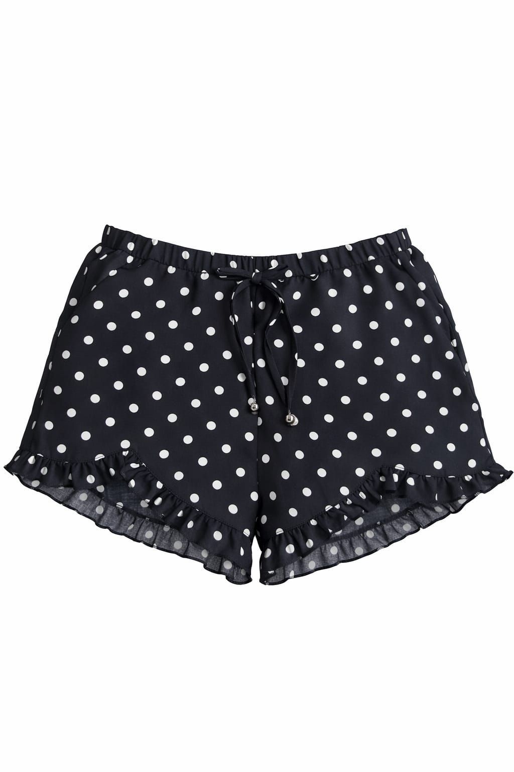 RUFFLE SHORT MUJER NEGRO LUNAR