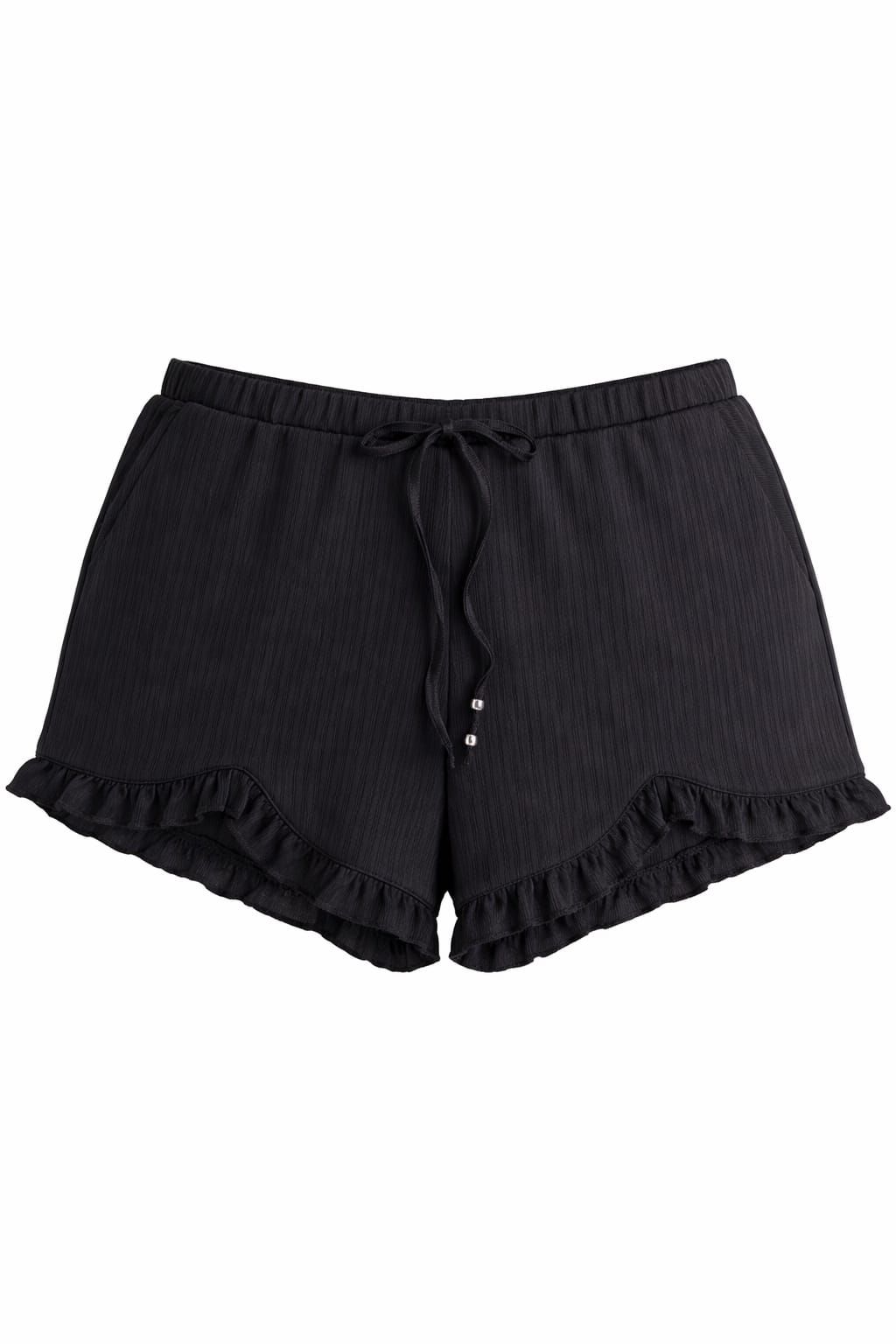 RUFFLE SHORT MUJER NEGRO GRAFILADO