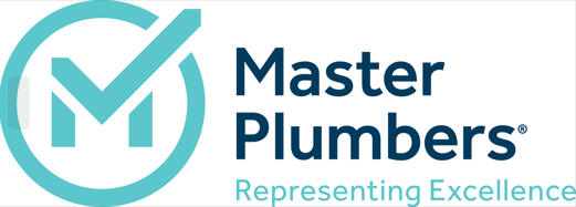 Master Plumbers logo with a checkmark inside a circle and text that reads
