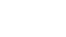 A stylized letter logo featuring a dark blue 