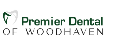 The logo for premier dental of woodhaven