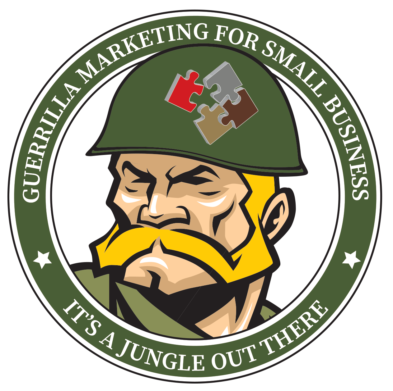 A logo for guerrilla marketing for small business