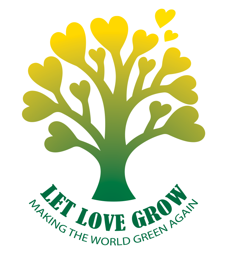 A logo for let love grow making the world green again