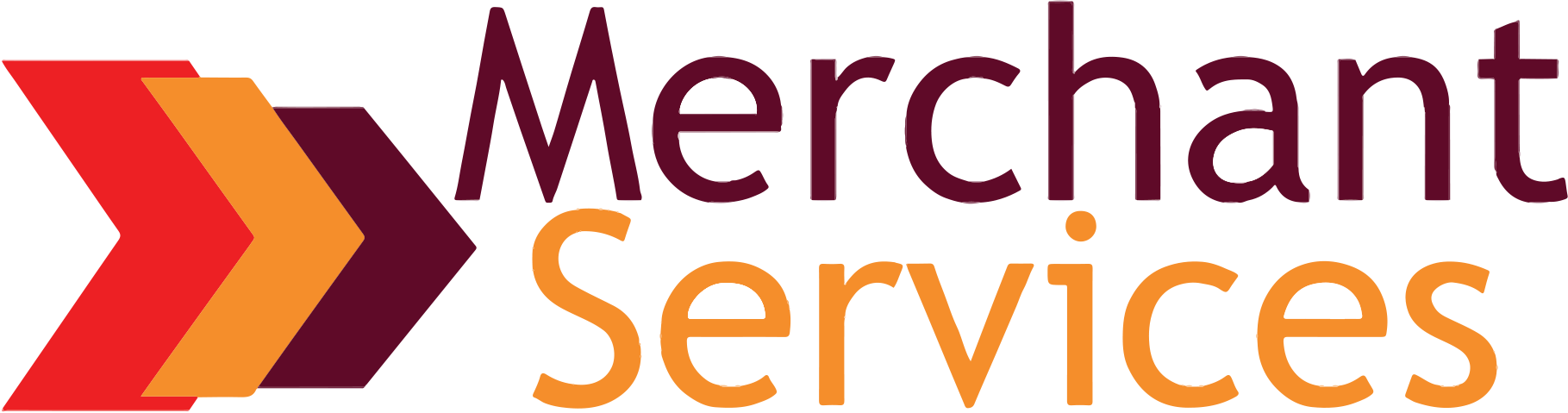 A logo for merchant services with an arrow pointing to the right.