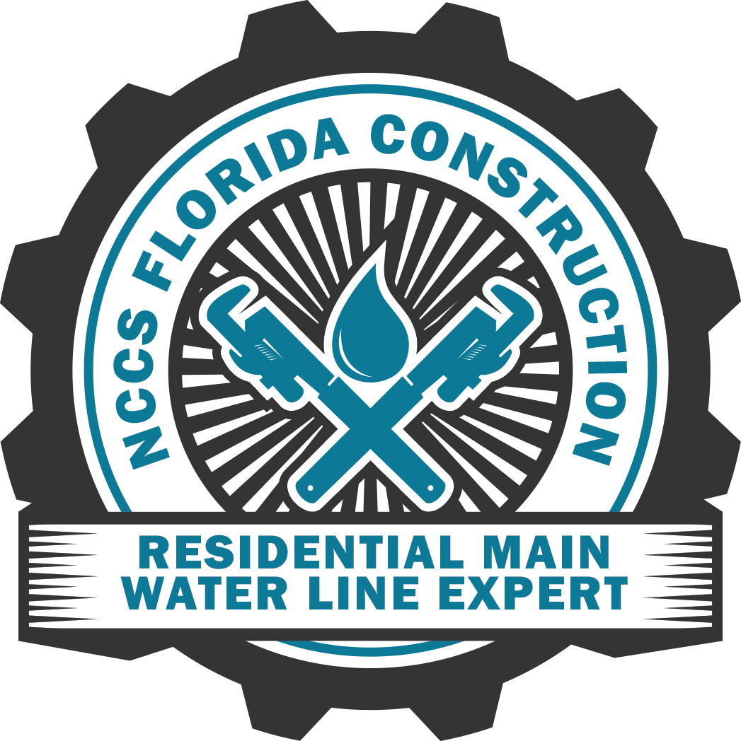 The logo for nccs florida construction residential main water line expert