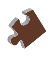 A brown puzzle piece on a white background.