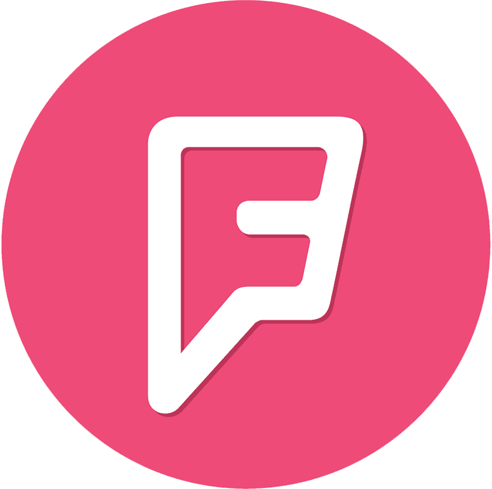 A pink circle with a white letter f inside of it