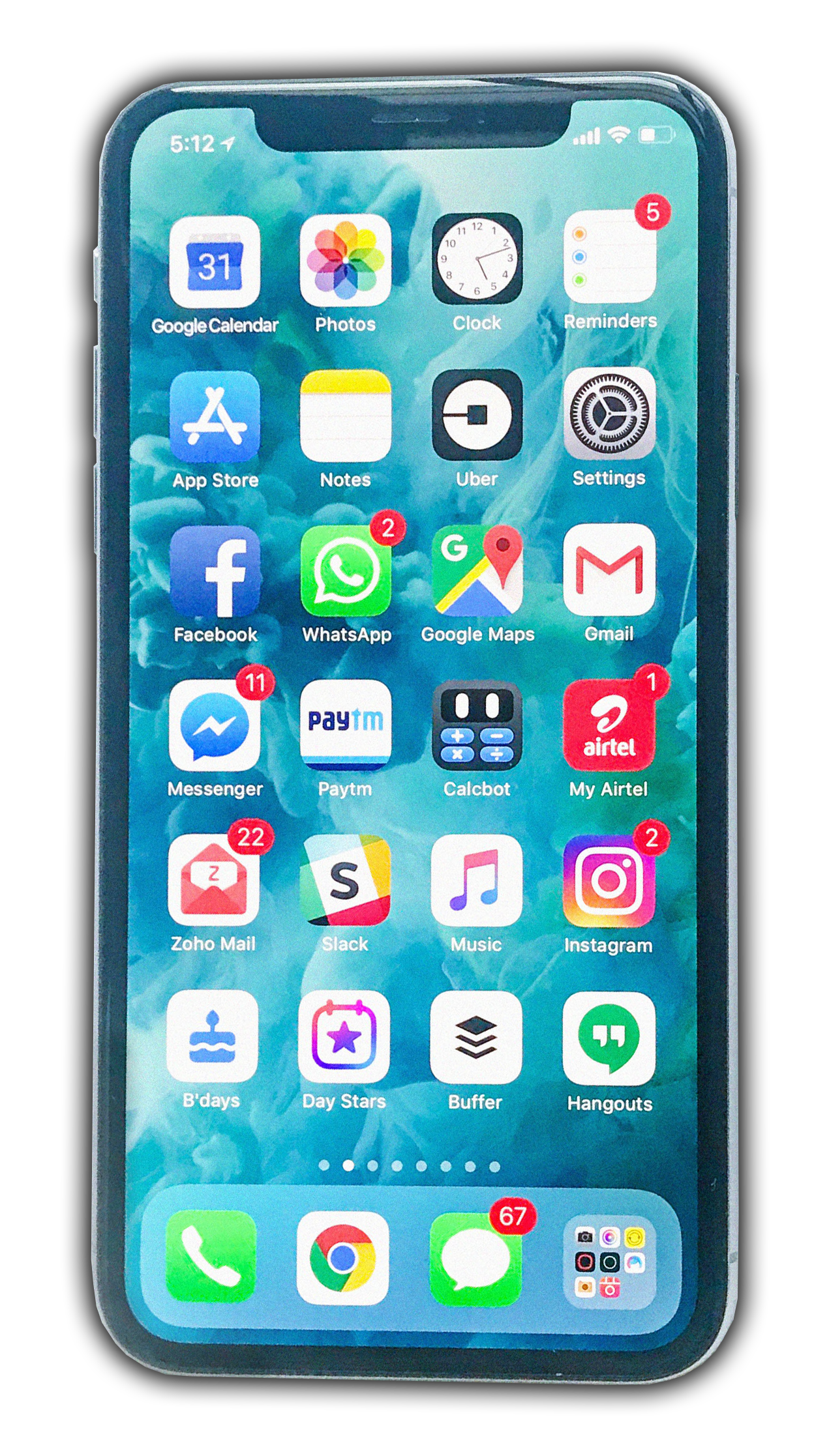 A cell phone with a lot of apps on it.