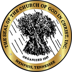 Seal of the Church of God in Christ, Inc. featuring a sheaf of wheat, Memphis, Tennessee.