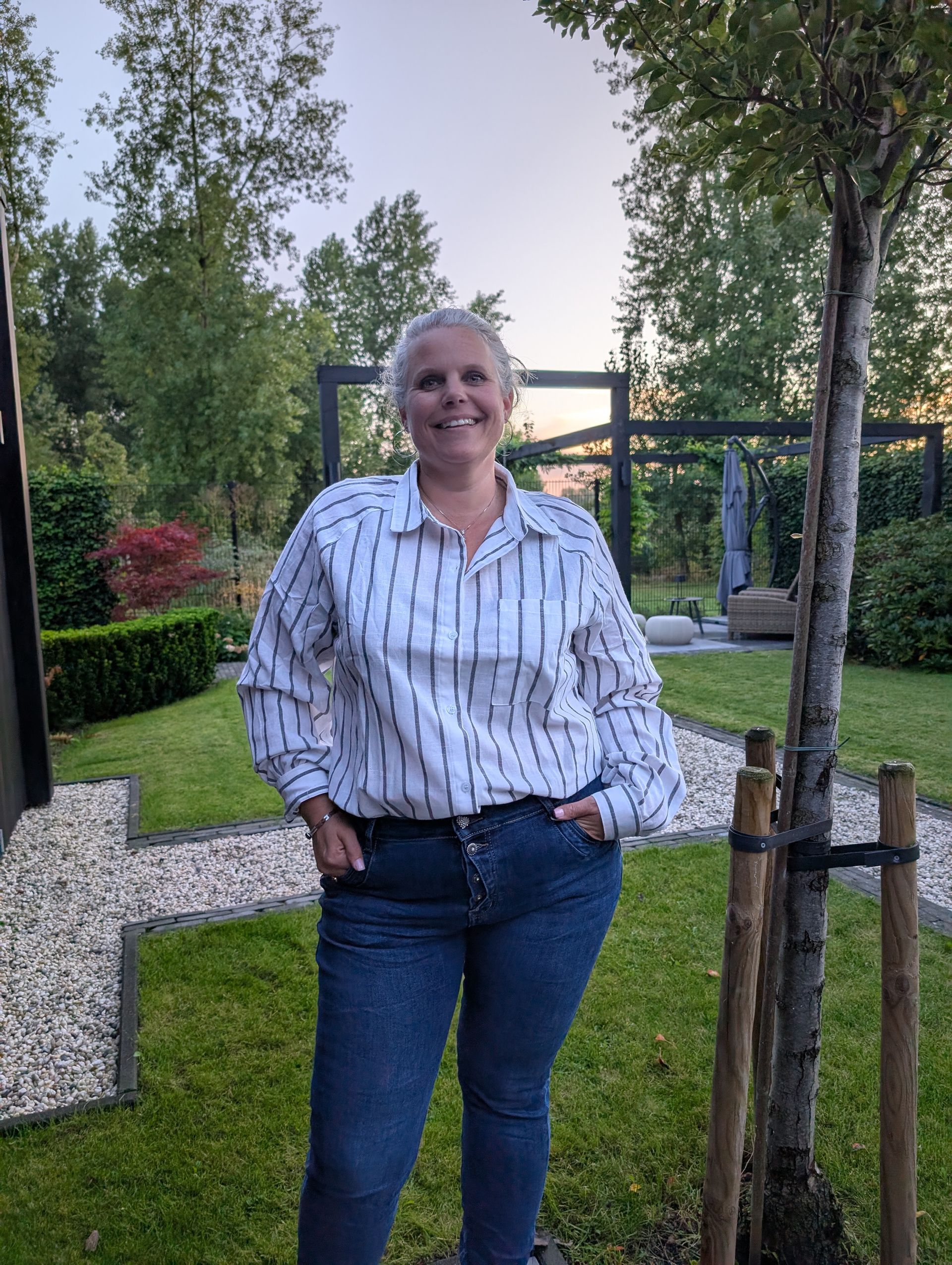 Blouse wit met zwarte streep