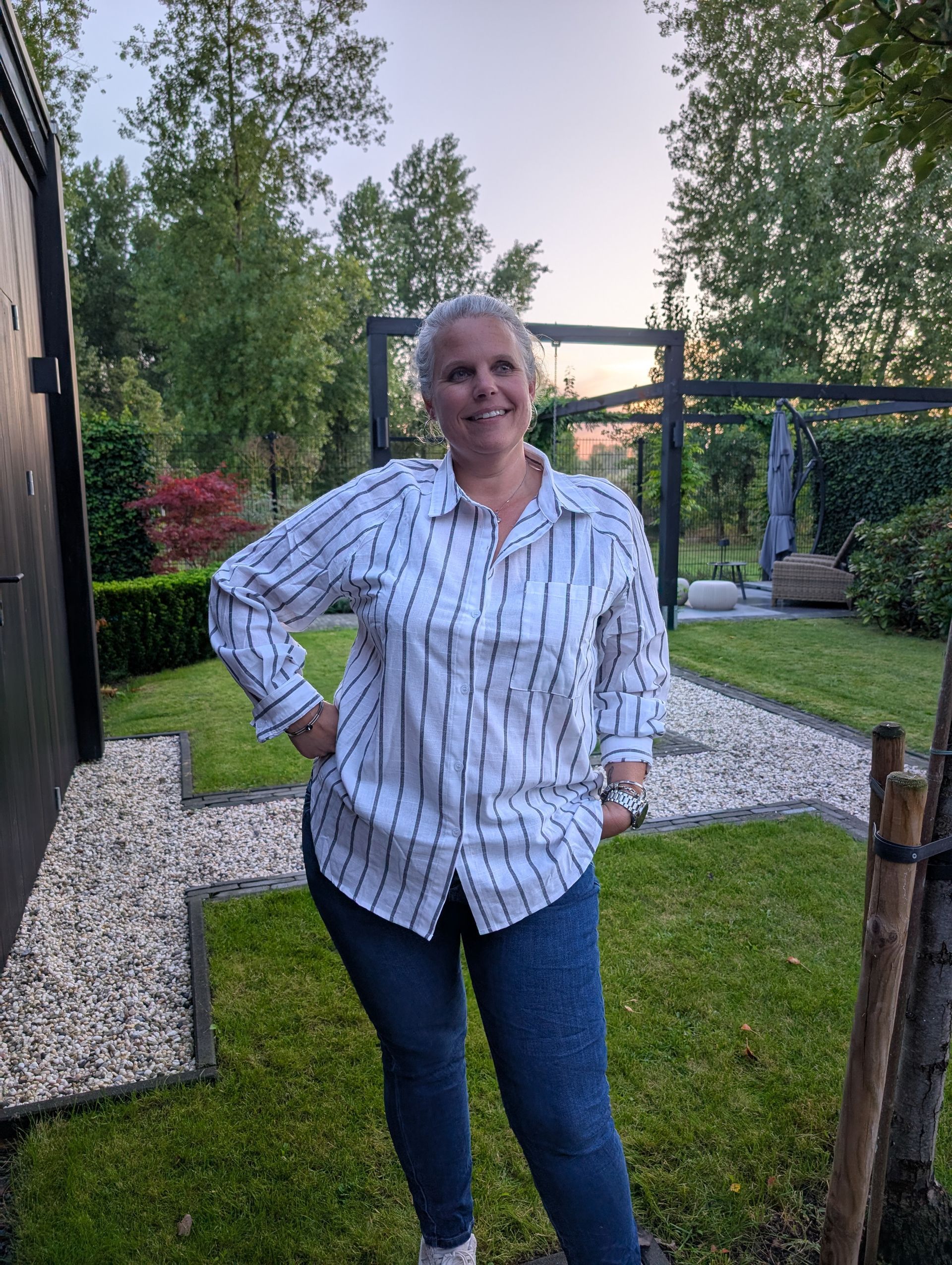 Blouse wit met zwarte streep