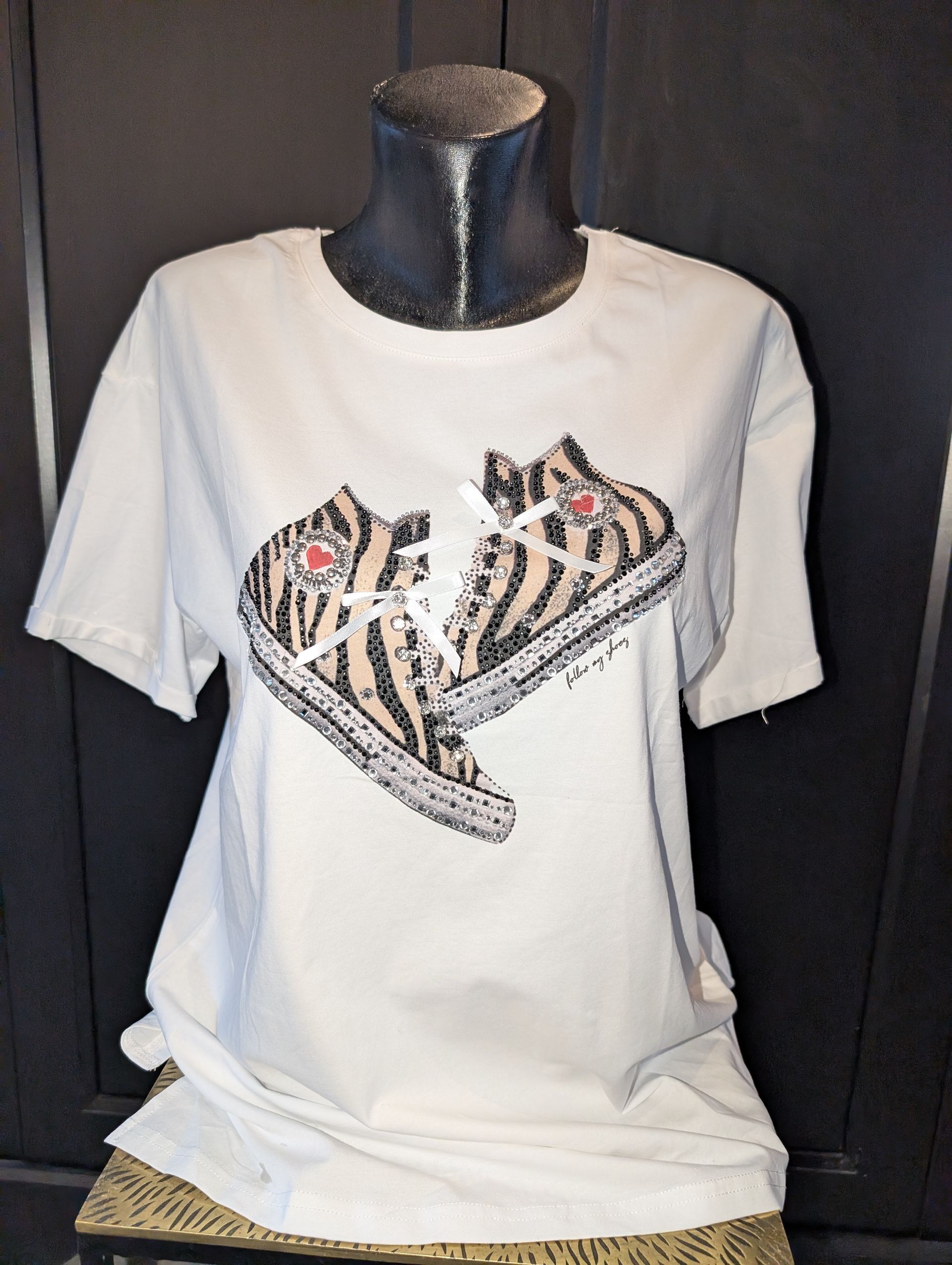 Tshirt met schoenen met luipaard print en glitters