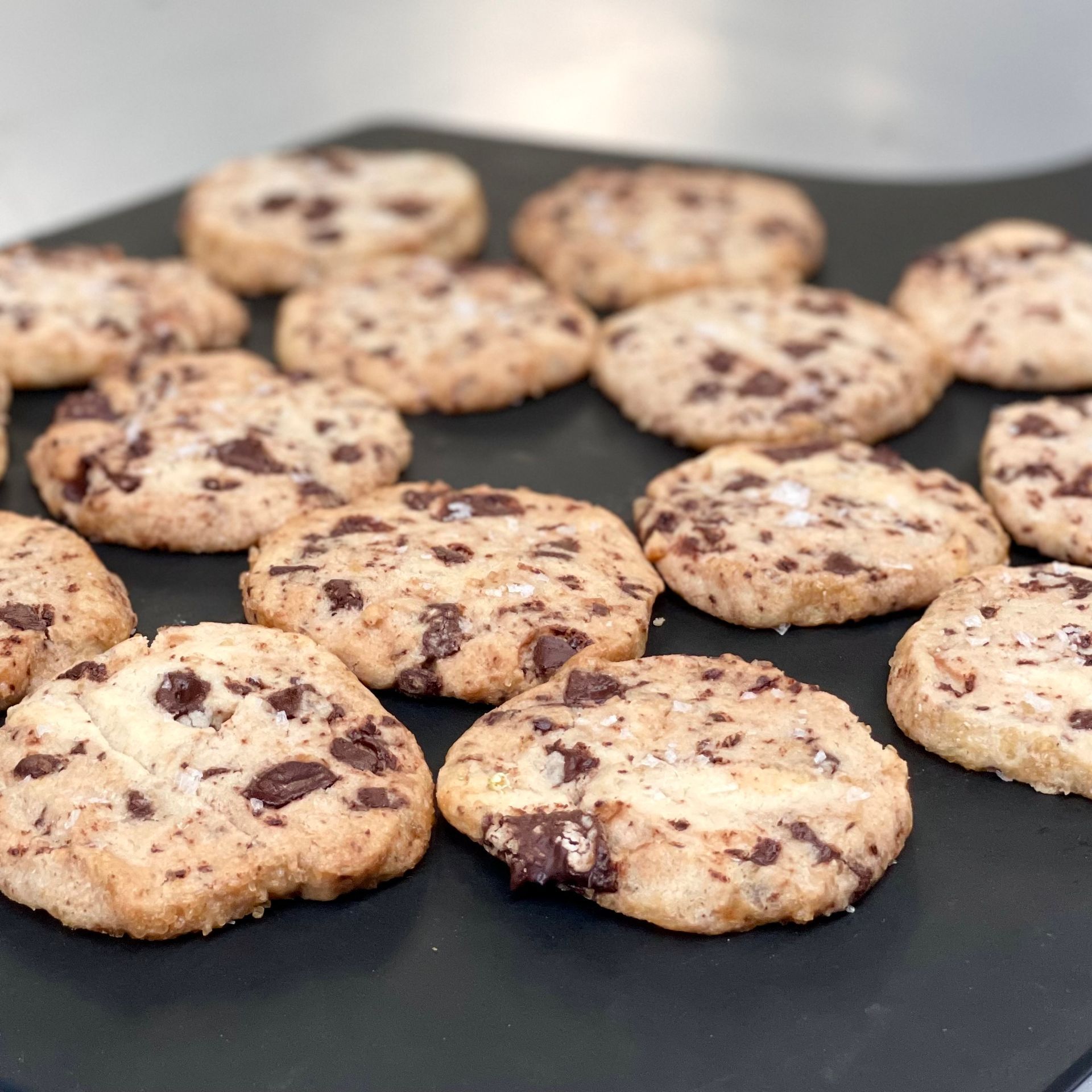 Chocolate chip cookies with sea salt